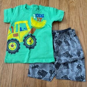 Kids Headquarters 2-PiecePieConstruction T-Shirt & Shorts With Random Vehicles